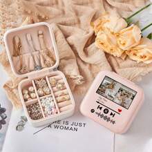 1pc Customized Photo Women's Jewelry Box, Bridesmaid Jewelry Box, Perfect Holiday Gift, Earrings, Necklaces, Bracelets, Ring Boxes, Exquisite Gift For Her