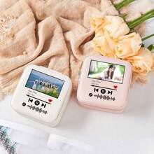 1pc Customized Photo Women's Jewelry Box, Bridesmaid Jewelry Box, Perfect Holiday Gift, Earrings, Necklaces, Bracelets, Ring Boxes, Exquisite Gift For Her