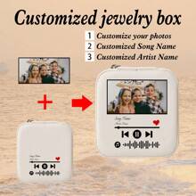 1pc Customized Photo Women's Jewelry Box, Bridesmaid Jewelry Box, Perfect Holiday Gift, Earrings, Necklaces, Bracelets, Ring Boxes, Exquisite Gift For Her