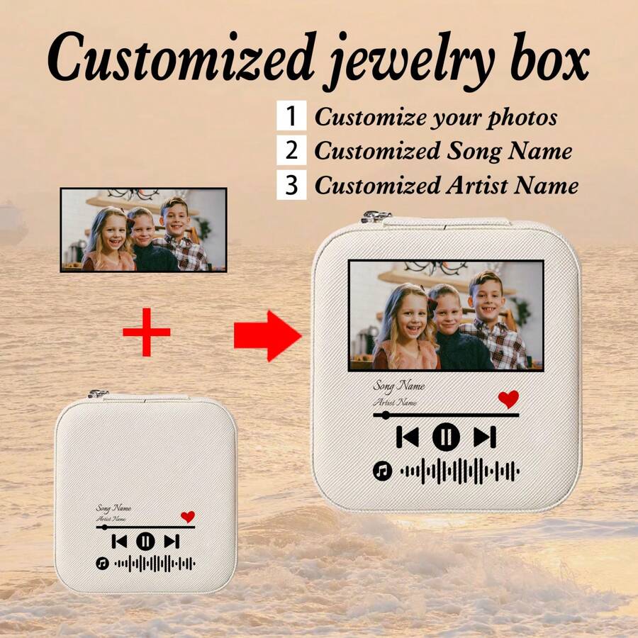 1pc Customized Photo Women's Jewelry Box, Bridesmaid Jewelry Box, Perfect Holiday Gift, Earrings, Necklaces, Bracelets, Ring Boxes, Exquisite Gift For Her
