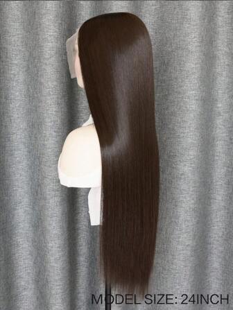 13x4 Brown Natural Straight Synthetic Hair Lace Front Wig Glue-Free Whole Set Heatproof Soft Straight Fiber For Women