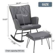 Rocking Chair, Glider Chair,Rocking Accent Chair With Lumbar Pillow And Ottoman For Nursery/Living Room/Bedroom - 灰色 - 查看 3