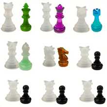 6 件/包DIY 树脂硅胶模具棋子树脂模具 3D 国际象棋模具套件棋盘模具用于树脂铸造 - A套裝 - 查看 1