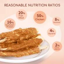 Nobleza - Snacks para Perros - Chips de Bacalao Enrollados con Pollo - Chuches Natural para Perros - Golosinas para perro - Premios y Recompensas para perros - L10 cm, 6 bolsas x 80 gr