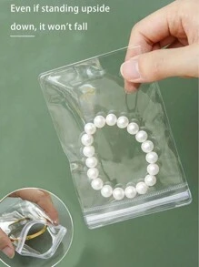 50 件/100 件透明防氧化珠宝收纳袋，独立包装礼品袋，用于戒指、耳环、项链、手链等配饰返校 - 白色 - 查看 8