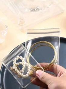 50 件/100 件透明防氧化珠宝收纳袋，独立包装礼品袋，用于戒指、耳环、项链、手链等配饰返校 - 白色 - 查看 7