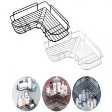 Kit 2 Support Shelves With High Stickers For Wall Bathroom Kitchen Laundry Shampoo And Soap - 黑色 - 查看 3