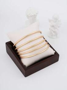 5pcs/Set Elegant Matte Gold-Tone Bangle Bracelets For Women,  Style - 5pcs Matte Imitation Gold Ring Bracelet - View 6