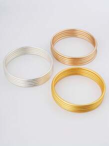 5pcs/Set Elegant Matte Gold-Tone Bangle Bracelets For Women,  Style - 5pcs Matte Imitation Gold Ring Bracelet - View 2