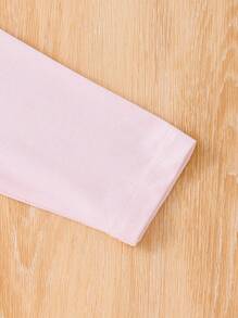 2pcs Baby Girl European Style Printed Long Sleeve Top And Distressed Denim Effect Pants Set, Autumn/Winter