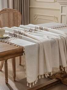 1 szt. Wysokiej precyzji haftowany obrus z frędzlami, wzór jesiennej pszenicy, pokrowiec przeciwkurzowy na biurka, pianina, obrus dekoracyjny do domu, odpowiedni do restauracji, kawiarni, kolacji, imprez, świąt, Święta Dziękczynienia, Bożego Narodzenia