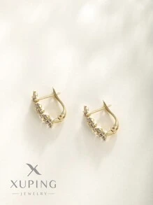 XUPING JEWELRY 1 对精致 14K 镀金耳环，适合女性日常和派对佩戴 - 金黃色 - 查看 2