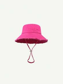 1pc Women's Drawstring Fur Edge Bucket Hat Soft Fabric Windproof Sunshade Outdoor Fashion Elegant Gift Christmas - Multicolor - View 19