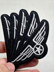 aprille 5PCS Pilot Badge Iron On Patches For Clothing Jeans Jacket Embroidery Star Applique Clothes Sticker Morale Tactical Badge Armband Stripes Emblem