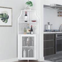 Corner Wine Bar Cabinet With Drawer And Removable Storage Shelve Industrial Liquor Cabinet With Mesh Door Home Bar Cabinet For Liquor And Wine Storage