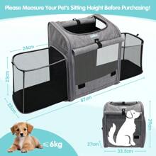 Nobleza - Transportin Mochila para Mascotas, Bolsa para Mascotas Expandible y Plegable con Ventana de Malla, Transportin Perro Pequeño con Arnés Interno, Carga Máxima 10 kg, Gris