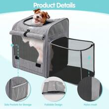Nobleza - Transportin Mochila para Mascotas, Bolsa para Mascotas Expandible y Plegable con Ventana de Malla, Transportin Perro Pequeño con Arnés Interno, Carga Máxima 10 kg, Gris