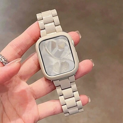 Bộ dây đeo đồng hồ bằng silicon mịn họa tiết sao và nhựa acrylic, tương thích với Apple 42mm 46mm 41mm 38mm 40mm 42mm 44mm 45mm 49mm, siêu mỏng kiểu Nhật/Hàn dành cho nữ, phù hợp với các dòng Series 10 9 8 SE 7 6 5 4 3, bộ dây đeo đồng hồ thể thao màu trơn tối giản.