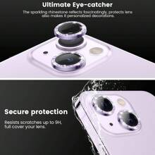 3片装镜头保护膜，兼容 17/17 Pro/17 Pro Max/17 Air/16/16e/11/12/13/14/15/15 Pro/Pro Max/Plus/Mini，9H钢化玻璃镜头盖，时尚耐用，防刮擦 - 紫色 - 查看 5