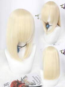 16 英寸合成动漫/角色扮演假发，彩色长刘海，齐肩剪裁，适合各种服装风格和场合