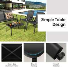 4-Piece Garden Furniture Set, Including 2 Single Garden Chairs, 1 Double Garden Chair & 1 Coffee Table, Balcony Furniture Set, Sofa Set Seating Group For Balcony Garden Terrace - Black - View 4