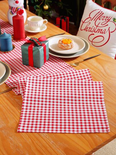 1 szt. bieżnik na stół w czerwoną kratkę świąteczną, klasyczna szachownica, czerwony i biały, odpowiedni na stół jadalny, szafki, półki, osłonę przeciwkurzową, na imprezy, uroczystości, wesela, Nowy Rok, dekoracje świąteczne i na Święto Dziękczynienia