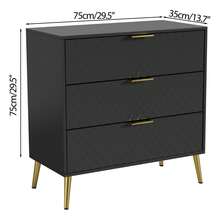 3 Drawer Dresser With Fish Scale Pattern, Small Dresser With Drawers, Modern Wide Drawer Nightstand With Metal Handles, Dresser For Bedroom With Storage, Chest Of Drawers For Bedroom, Living Room - màu đen - Xem 8