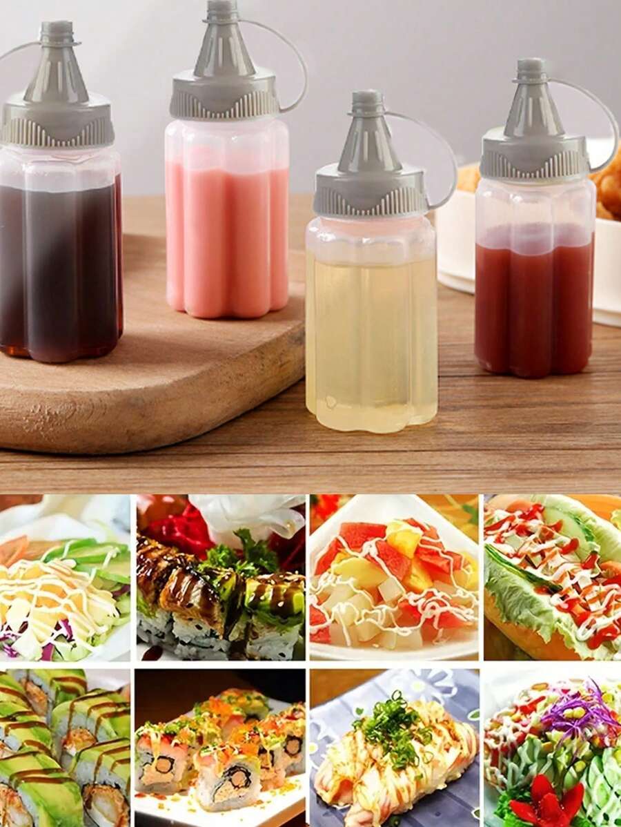 8/4 chai nước sốt mini, chai nước sốt cà chua mini, chai bóp gia vị, hộp đựng gia vị bằng nhựa di động, lựa chọn lý tưởng cho hộp cơm trưa văn phòng, hộp đựng nước sốt dã ngoại, lọ đựng gia vị nhà bếp, dụng cụ nấu ăn và phụ kiện, mùa tựu trường