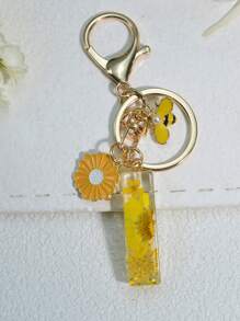 1 件首字母英文钥匙扣雪花树脂吊坠女士包饰蝴蝶流苏装饰礼物汽车配件背包学校可爱哥特 Y2k - 花朵 - 查看 24