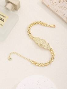 1 pieza Pulsera con medalla clásica de la Virgen María de cobre, adecuada para amigas, novias, uso diario y de fiesta para mujeres