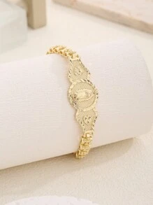 1 pieza Pulsera con medalla clásica de la Virgen María de cobre, adecuada para amigas, novias, uso diario y de fiesta para mujeres