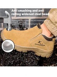 Calzado de Seguridad Industrial con Puntera de Acero para Hombre, Calzado de Trabajo y Seguridad para Hombre, Resistente a Lesiones por Objetos Punzantes y Aplastamiento, Resistente al Polvo y Antideslizante, Botas de Trabajo para Hombre con Puntera de Acero Aislante y Antifricción para Soldadura y Prevención de Chispas, Adecuado para Sitios Industriales y Sitios de Construcción.