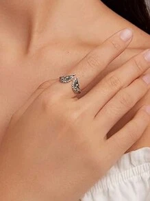 1pc Retro European Angel Wing Adjustable Open Ring For Women, Summer Casual Personalized Accessory Gift