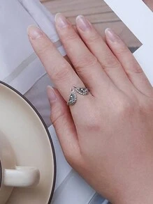1pc Retro European Angel Wing Adjustable Open Ring For Women, Summer Casual Personalized Accessory Gift
