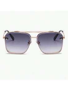 1副男士渐变灰色双光束时尚眼镜，欧美街头风格，时尚百搭，适合户外聚会、时尚拍照道具、装饰眼镜、日常时尚配饰，是生日、节日、派对、圣诞节的完美礼物，也是夏季海滩度假、户外活动和旅行的理想之选。 - 金色 - 查看 4