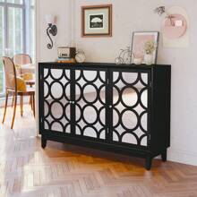 47.2'' Sideboard Cabinet With 3 Mirror Doors, Modern Buffet Cabinet With Storage, Accent Storage Cabinet For Living Room, Dining Room, Bedroom, Entryway