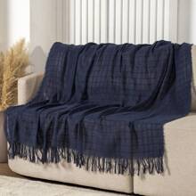 Manta Artesanal Premium 100% Algodão Grande Para Sofa Capa protetor de Sofa - Azul Marinho - Visão 1