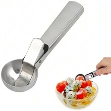 1 pieza Boleador de fruta de acero inoxidable, cucharón de fruta de precisión, desbolador de fruta fácil, herramienta de cocina práctica para una presentación elegante de frutas - Plateado - Ver 2