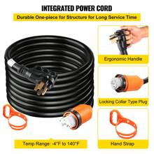 Heavy Duty Generator Cord, 10 Feet Generator Power Cord, 50AMP ETL Listed Cord, 12000 Watts Black Cable, SS2-50R Generator Plug, SS2-50P Extension Cord, 125/250V Generator Wire W/Portable Strap
