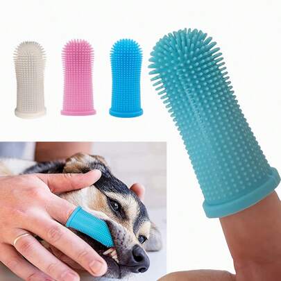 4pcs Random Color Gentle &  Silicone Dog Toothbrush - Provides Durable Dental Care For Fresh Breath And Healthier Teeth.