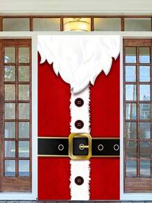 1pc Christmas Snowy Background With Santa Claus Banner, Winter Holiday Backdrop For Home Indoor Living Room Decor,Christmas