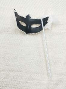 1 件女士多色威尼斯羽毛化妆舞会面罩手持道具，适合节日、派对、联欢会、表演万圣节万圣节配饰 - 彩色 - 查看 9