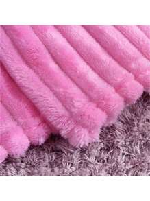 1 pieza Manta de felpa, ropa de cama de franela de microfibra suave, manta de sofá cálida y acogedora - Rosa rayado - Ver 5