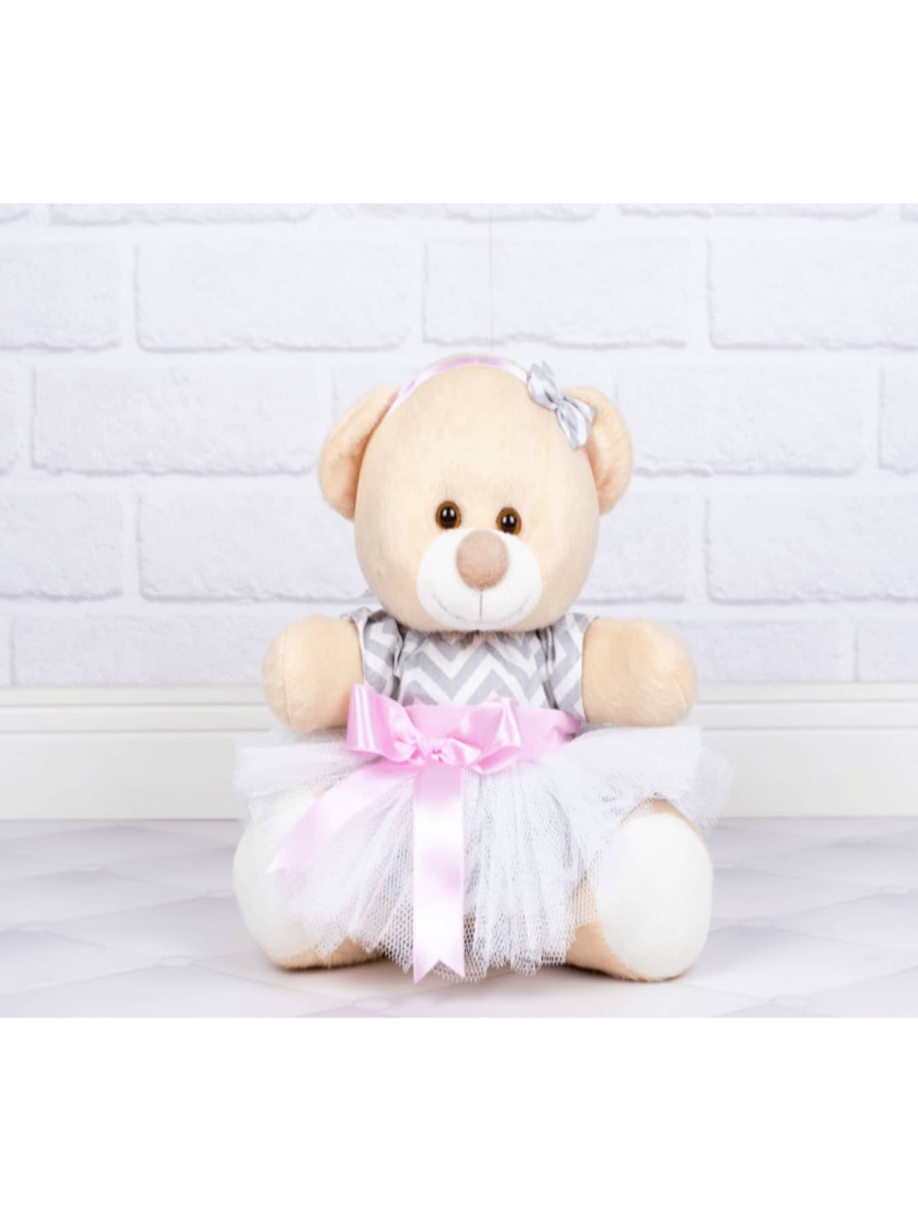 Chevron Plush Ballerina Bear 15 Cm - Ckd Confecções - 灰色 V 字形配粉紅色 - 查看 1