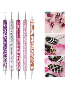 Nail Art Dot Tool Set -1/5 Pieces Bead And Flower Design Pen, Multi Head Precision Drill Bit DIY Nail Art Special