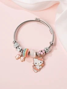 Sanrio Hello Kitty 手链，一包天使 Hello Kitty 吊坠银色手链，适合女性日常佩戴 - 圓手鐲 - 查看 3