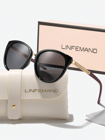  LINFEMAND Round Cat Eye Decoration Fashionable Fashion Glasses For Men And Women, Suitable For Driving, Beach, Travel, Stylish Gift For Summer Beach Vacation,Outdoor,Travel