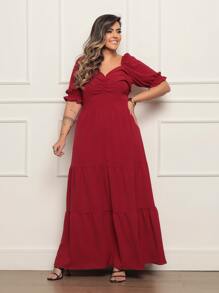 Women's Plus Size Long Dress Luxury Evangelical Graduation - Màu Đỏ Sâu - Xem 1