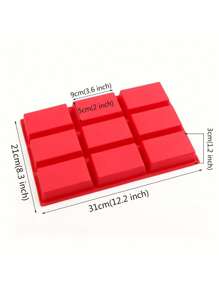 1 Peça Molde Retangular Vermelho de Silicone Reutilizável com 9 Cavidades para Bolos, Chocolates e Assados, Adequado para Padaria, DIY, Cozinha Doméstica, Festa do Dia dos Namorados, Decoração Doméstica, Presentes Domésticos - Vermelho - Visão 9