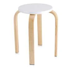 1pc Stackable Round Stool And Chair With Non-Slip Feet For Kitchen, Living Room, Home And Classroom - 白色 - 查看 3
